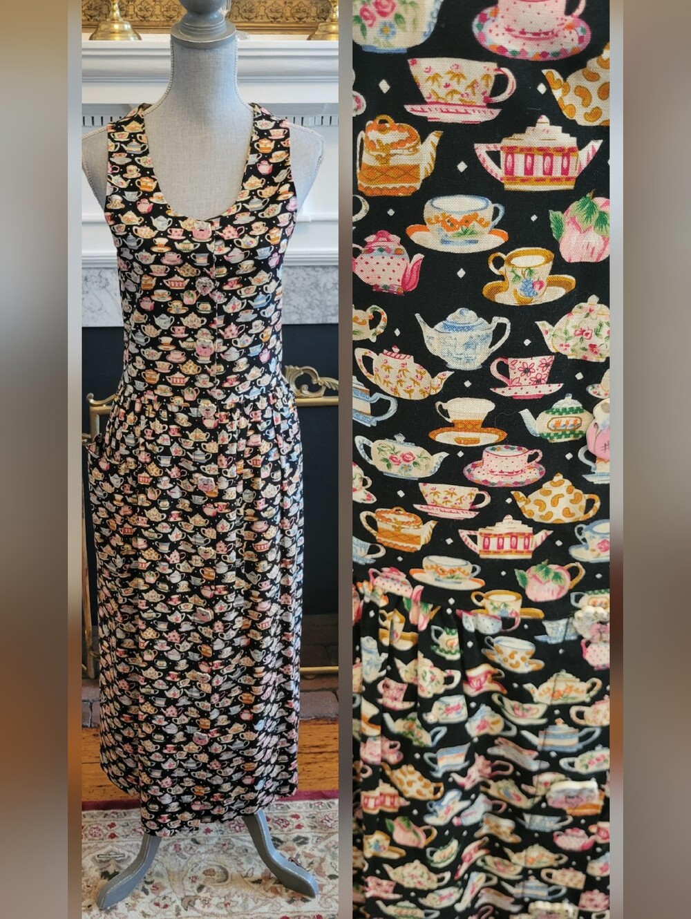 Vtg Dogwood Lane Teacup Jumper Dress